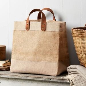Farmers Market Burlap Jute Tote Grocery Bag